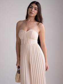 Andrea Bello 女士休闲浪漫垂坠腰带连体裤 - 杏色 - 查看 6