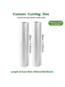 2 Rolls Of The Same Combination Of 5 Meters Vacuum Sealing Bags, Reusable, Textured Vacuum Packaging Bags, Sealed Food Freshness Bags For Chicken, Duck, Fruits And Vegetables, Kitchen Supplies - White - View 8