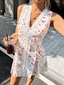 Pariaura Women's Halter Neck French Ditsy Floral A-Line Dress - Multicolor - View 4