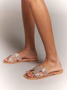 SHUZIA Women's Flat Sandals Summer Shoes Spring Shoes Spring Break Easter Vacation Shoes Casual Shoes Beach Shoes Mother's Day Present - Rose Gold - View 4