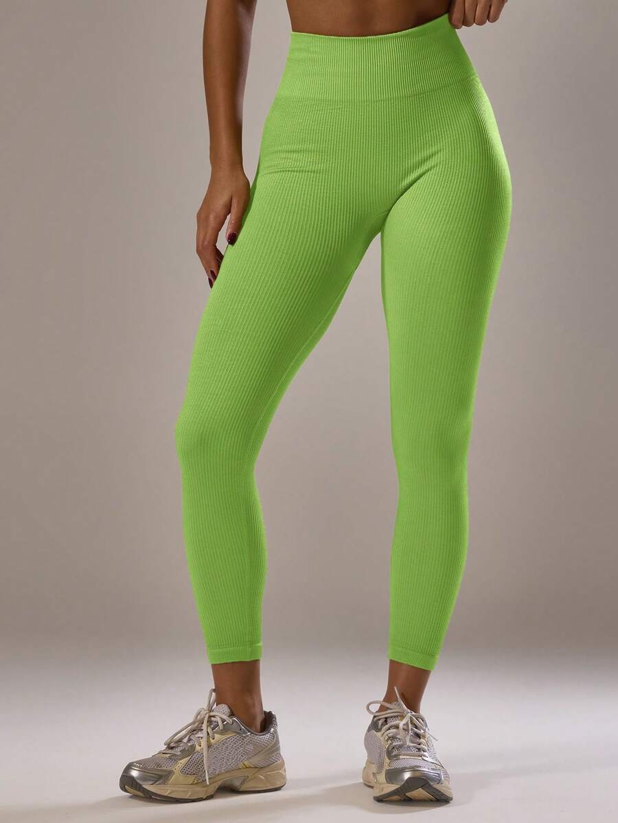 Musera Sport Sport High Rise Ribbed Leggings Co-Ord Bottom Only Active Gym Workout Casual Sonder - Green - View 1
