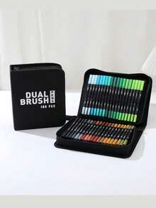 168/120/100/80/72/60/48/36 PCS Double Tip Marker Pen Set Washable Brush Pen Art Supplies No Bleed Through Paper Waterproof Vibrant Colors Professional Artist Markers DIY Graffiti Drawing Tools Sketching Coloring Set Perfect Gift For Art Collection - Multicolor - View 8