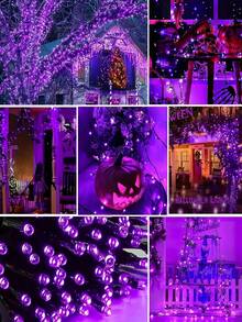 1PC 20/50/100/200LED Outdoor Solar String Light, 8 Lighting Modes, Warm White/White/Color/Purple Light, IP65 Waterproof Fairy Light, Suitable For Gardens, Trees, Courtyards, Festivals, Parties, Camping Fences, Houses, Suitable For All Seasons, Indoor/Outdoor Decoration String Light - بني فاتح - مشاهدة 9