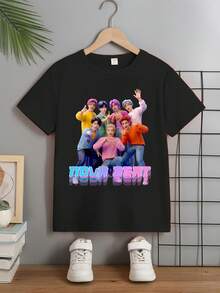 Young Boy Casual Person Graphic Print Short Sleeve T-Shirt, Summer - Black - View 3