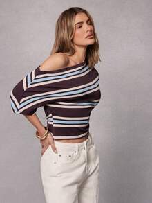 Hauture Women's Casual Striped Short Sleeve T-Shirt - Multicolor - View 4