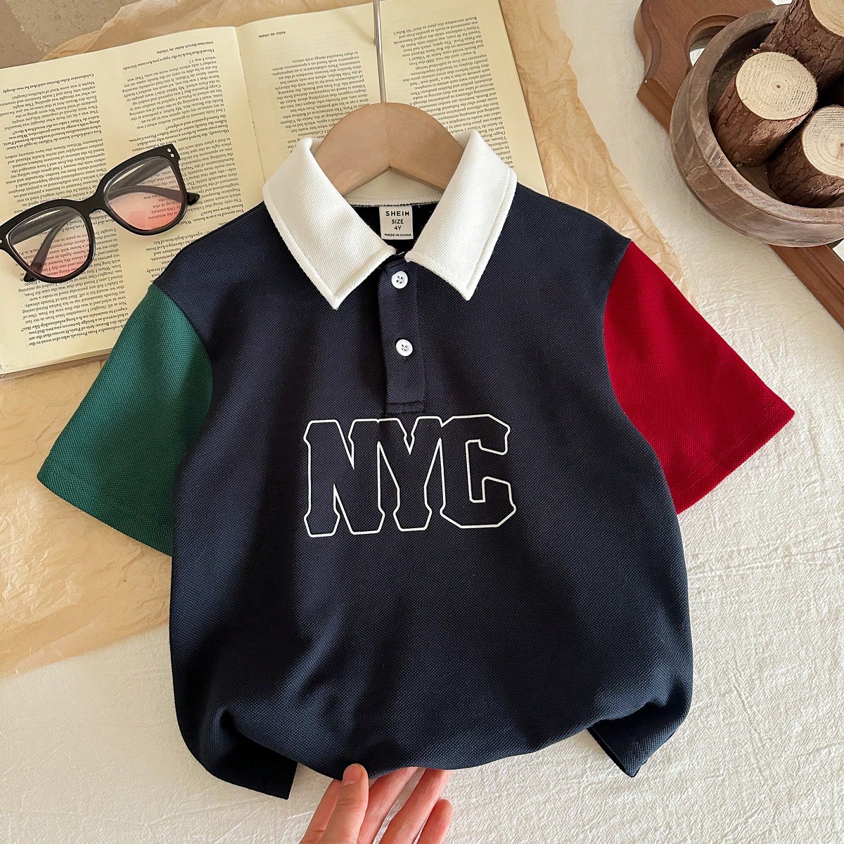 Camisa polo de cuello con botones de la mitad, estilo gráfico de NYC, para niño preadolescente, top de estilo Y2K, camiseta básica, adecuada para p