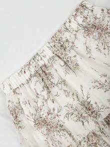 Franclia 大码印花雪纺层叠浪漫半身裙，春夏款 - 杏色 - 查看 3