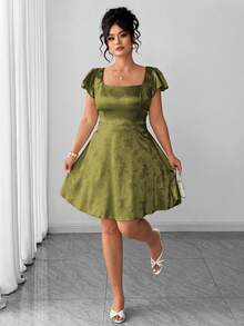 Elenzga Đầm midi nữ cỡ lớn cổ vuông tay bồng, vải jacquard bóng, thắt lưng nơ, thích hợp cho mùa xuân/hè, đi học, nghỉ lễ, tốt nghiệp, các ngày lễ, Ngày Valentine, Giáng sinh, lễ hội âm nhạc, Ngày của Mẹ, Halloween, Lễ Tạ ơn, Lễ Phục sinh, Ngày Quốc khánh, dạ hội, hẹn hò, tiệc tùng, đám cưới, hoạt động ngoài trời. - màu xanh lá - Xem 7