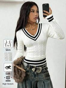 Coolane Women's Collegiate Style Casual Comfortable Sweater, Versatile, Suitable For Outings, Chic, Y2K - Multicolor - View 6