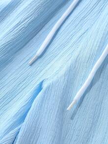 Manfinity RSRT 男士纯色短袖衬衫和短裤套装 - 淺藍色 - 查看 8