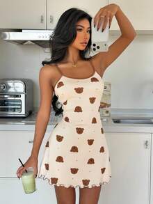 ZzzCrew 可爱小熊印花紧身吊带睡裙（女士款） - 彩色 - 查看 3