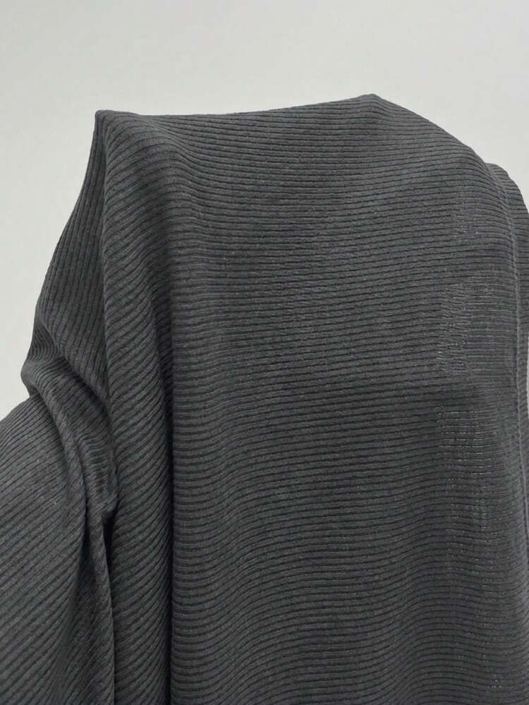 Falda acanalada de unicolor elegante de talla grande, adecuada para ir al trabajo, faldas grises de otoño para mujeres en primavera y verano