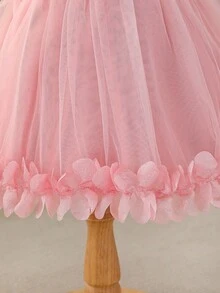 Glamorique Kids 女婴花童伴娘礼服，婚礼，花童，优雅，3D玫瑰，生日派对，适合正式场合 - 粉色 - 查看 4