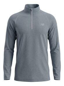 New Balance Men's 1/2 Zip Long Sleeve Shirt Blue - Grå - Visa 1