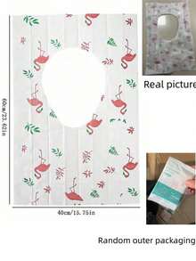Disposable Non-Woven Fabric Toilet Seat Covers In Flamingo And Rabbit Styles, Printed, Extended, Universal, Dirt-Proof, Waterproof, 4-Point Positioning, Anti-Slip, Individual Packaging, 10 Pieces Each
