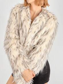 SHEIN EZwear 女士秋冬时尚短款蓬松外套 - 彩色 - 查看 3