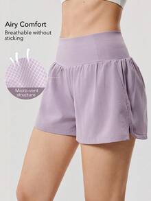 OutZeal Gym Shorts Women Sports Shorts Tennis Workout Summer Tummy Control Built-In Shorts Active Bottoms - Dusty Purple - View 3