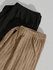 EURMUSE Bộ đồ ngủ dài tay 2 mảnh dành cho nữ, chất liệu dệt kim gân, có chi tiết dây rút giả. - Nhiều màu - Xem 5