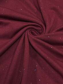 Rafferiza 亮片撞色网纱开衩披肩高领连体衣，派对装 - 酒紅色 - 查看 3