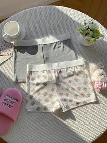 Comfortcana Bộ 2 chiếc quần short mùa hè cài cúc phía trước, in họa tiết dễ thương, kiểu dáng thường ngày. - Nhiều màu - Xem 4