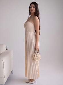 Andrea Bello 女士休闲浪漫垂坠腰带连体裤 - 杏色 - 查看 3