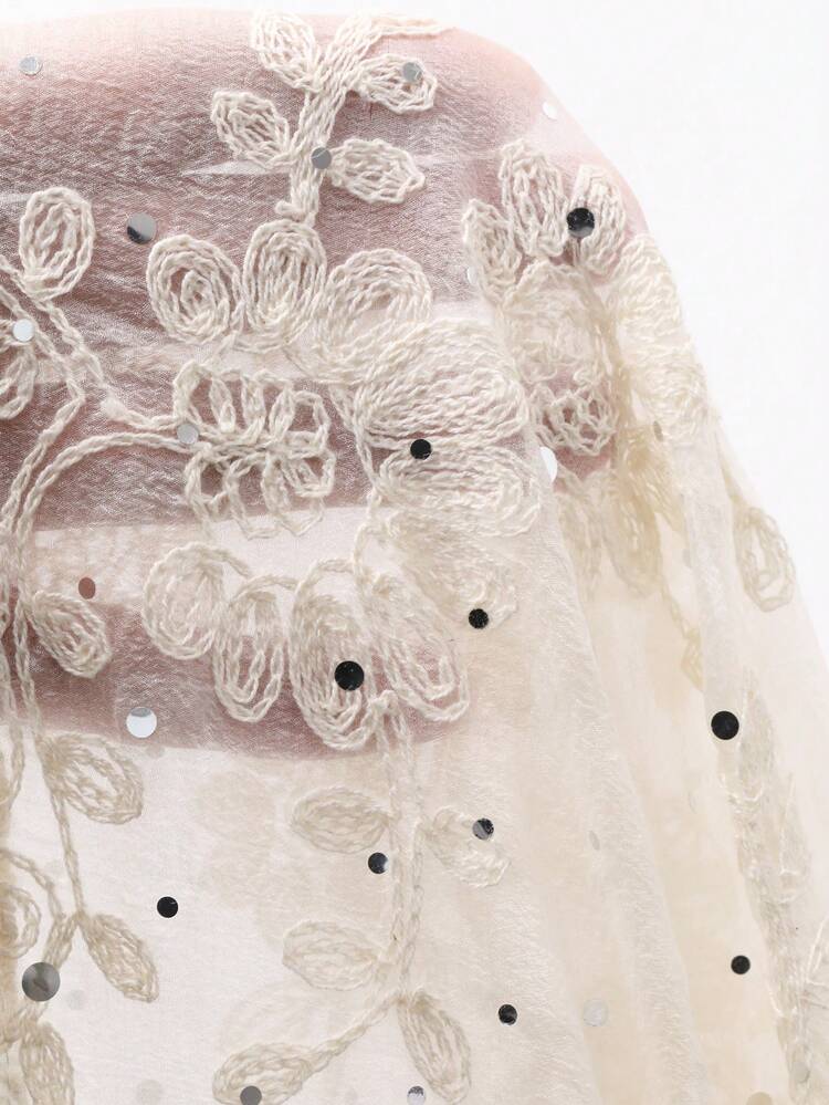 Women's Elegant Formal Banquet Blouse With Textured Jacquard, Sequins, Loose Long Sleeves And Tie Collar, Suitable For Spring And Autumn