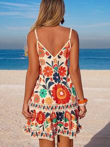 Swim Vcay Women's Casual Printed Sleeveless Beach Cover-Up Dress, Spring/Summer