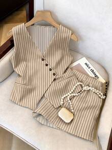 GlowEve Women's Woven Summer Two Pieces Set For Leisure And Vacation - Apricot - View 1