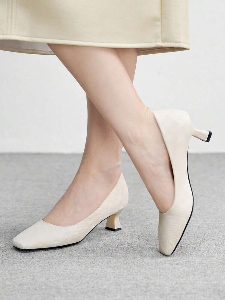 CUCCOO BIZCHIC Women's Elegant Commuting Minimalist Square Toe Pumps Spring Shoes
