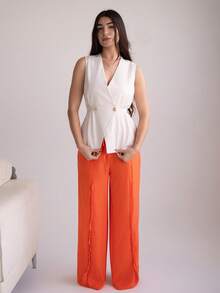 Andrea Bello 女士优雅办公室通勤系腰背心 - 杏色 - 查看 5