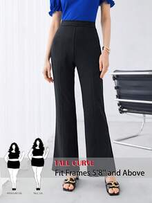 SHEIN Tall CURVE 大码百搭纯色喇叭裤 - 黑色 - 查看 6