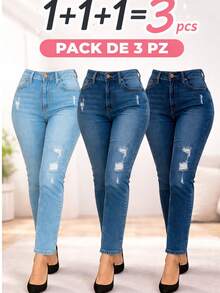 Set de 3 Jeans Mujer Skinny Ajuste Perfecto| Comodidad y Estilo Diario - Multicolor - Ver 1