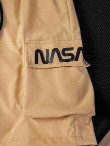 2件套青少年男童休闲印花T恤和宽松工装短裤套装 - 黑色 - 查看 4