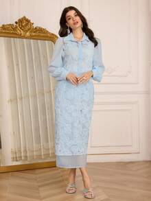 Modelyn Fashionable New Embroidered Romantic Light Blue Women's Skirt - Baby Blue - View 6