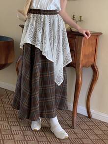 DAZY Teen Girls Plaid Minimalist Casual Skirt