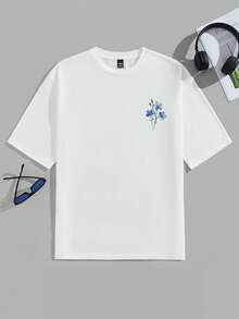 VIVINTIMO Áo thun nam màu xanh in hoa, kiểu dáng giản dị và thời trang, phù hợp cho những buổi đi chơi hàng ngày. - trắng - Xem 2