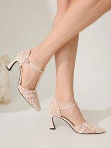 CUCCOO CHICEST 女士优雅尖头搭扣高跟鞋，适合通勤 - 杏色 - 查看 1