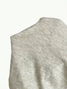 Aloruh 女士休闲圆领T恤，腰部收褶设计，纯色T恤，适合日常通勤和居家穿着，短袖针织T恤，雪纺面料 - 杏色 - 查看 10