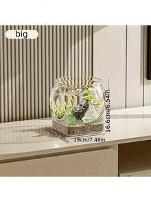 1 Piece Of Sturdy Transparent Round Fish Tank, A Desktop Aquarium Resistant To Breakage And Tipping, Suitable For Turtles And Small Fish. Natural Stone Design, Versatile Indoor/Outdoor Decorative Fish Tank - Multicolor - View 6
