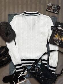 Coolane Women's Collegiate Style Casual Comfortable Sweater, Versatile, Suitable For Outings, Chic, Y2K - Multicolor - View 7