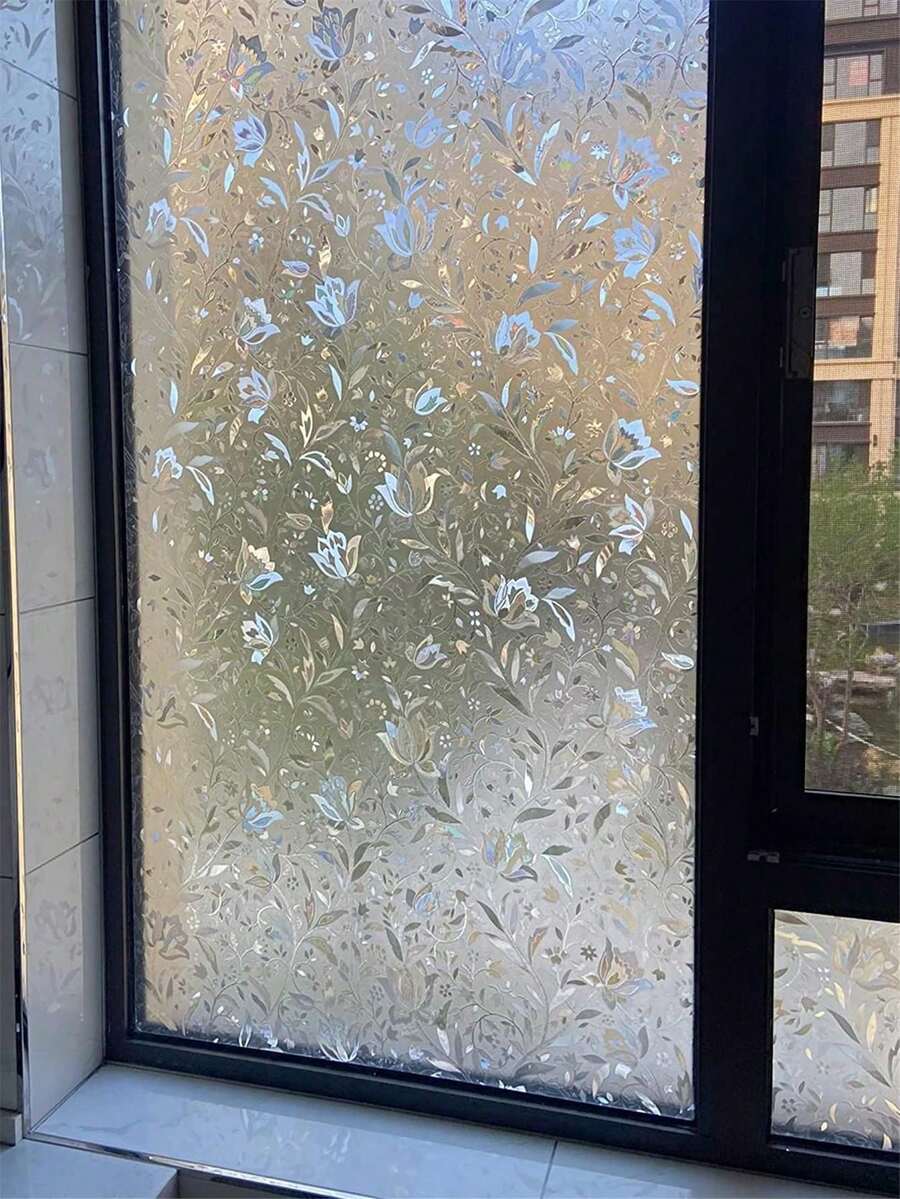 1卷装饰性窗户隐私膜，3D彩色玻璃窗贴，防紫外线隔热家居乙烯基贴纸，适用于卧室装饰、房间装饰、万圣节装饰、秋季装饰、教室装饰，可移除贴纸，墙贴，乙烯基贴纸，家居装饰，春季装饰，焕新家居，Rama装饰贴纸 - 彩色 - 查看 1
