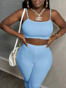 Slaydiva 2pcs/Set Women's Casual Basic Camisole - Baby Blue - View 4