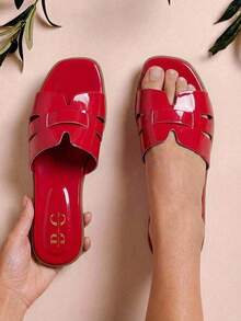 SANDALIA DE CHAROL TIPO "H" PARA DAMA MOD 11-01 - Rojo - Ver 3