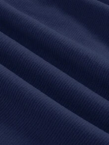 ROMWE Goth Sexy Boat Neck Bell Sleeve Solid Color Tight Fit Women's T-Shirt - Navy Blue - View 4