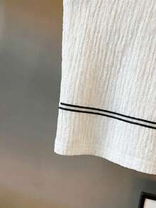 Franclia 女士白色单肩背心，黑色滚边，可爱夏季背心，沙滩度假装 - 白色 - 查看 3