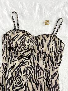 INAWLY Women's All-Over Print Casual Versatile Daily Wear Bodysuit - Khaki - View 6