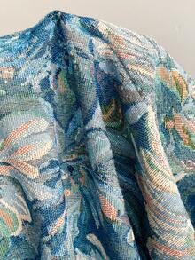 Soleia Áo tank top cỡ lớn dành cho nữ, kiểu dáng thường ngày, phong cách retro, họa tiết cây nhiệt đới, chất liệu jacquard, buộc dây, có họa tiết, thích hợp cho kỳ nghỉ. - Nhiều màu - Xem 4