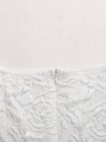 SHEIN Teen Girls' Elegant White Jacquard Square Neck A-Line Sleeveless Dress White Dress Teen Girl Korean Cut Dress Cute For Teens White,Kids - White - View 7