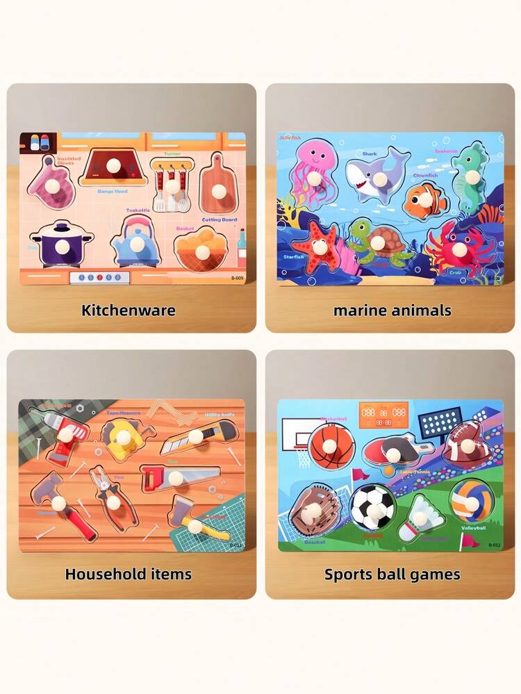 MINKOJA Wooden Alphabet Number Fruit Shapes Puzzle Board Early Learning Toy Hand Eye Coordination Development Color Recognition Activity For Kids Holiday Season Birthday Gift Ideas Educational Toys Must Haves - Multicolor - View 7