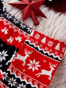 SHEIN 2件套男童圣诞驯鹿印花柔软牛奶丝长袖上衣和裤子睡衣套装 - 彩色 - 查看 7